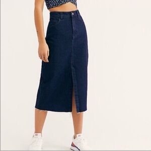 Free People Wilshire Denim Midi Skirt